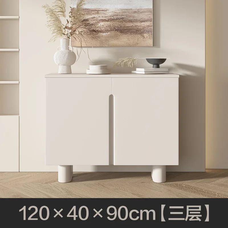 

Modern simple multi-layer shoe cabinet cream wind solid wood living room entrance partition cabinet dining side cabinet