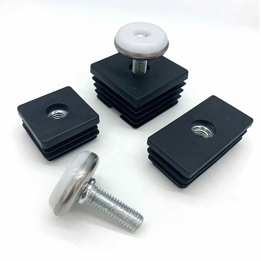4Pcs Adjustable Furniture Feet Nylon Base Levelers And Black Plug With M8 Nuts Leveling Foot For Table Chair Sofa Legs image 4