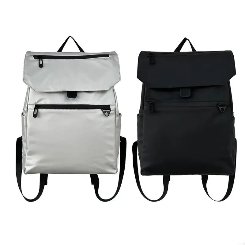 

E8FB Unisex Travel Backpack PU Leather Backpack All-matching Backpack Student School Backpack Laptop Backpack for Everyday