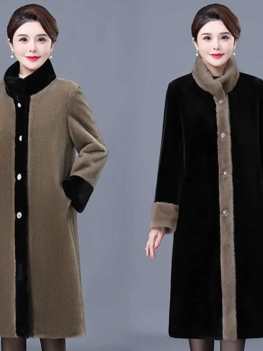 معطف نسائي أنيق ودافئ من فرو المنك الصديق للبيئة، ملابس خارجية جديدة للخريف والشتاء، تصميم عصري وأنيق