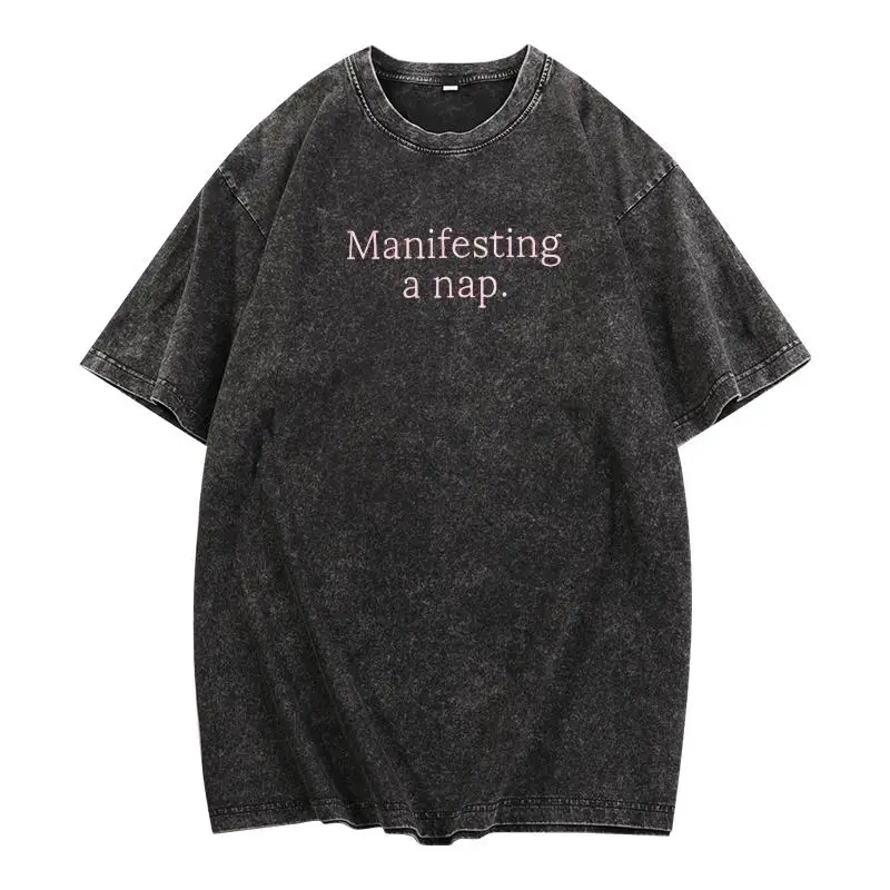 

Manifesting a Nap Graphic T-Shirt Unisex Washed Cotton Casual Tee for Summer Streetwear, Vacation or Chill Outfit