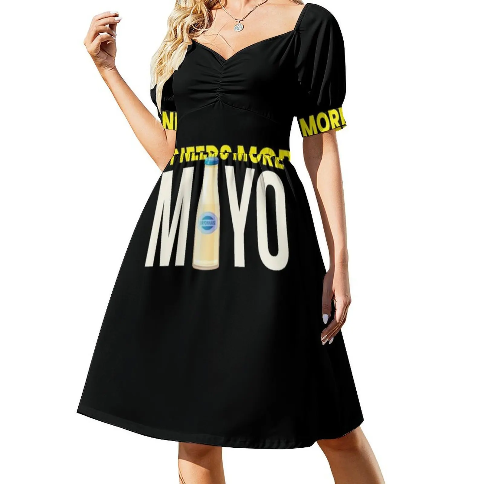 فستان كاجوال على الطراز الكوري للشواء من صلصة المايو بحاجة إلى المزيد للنساء فساتين مكتب يومية بسيطة للسيدات المايونيز مايوه