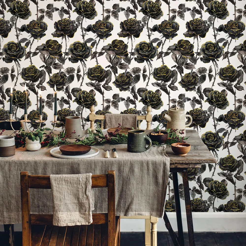 

Ретро обои с цветочным рисунком, самоклеящиеся водонепроницаемые обои из ПВХ для спальни, отклеивающиеся и наклейки для мебели, шкафа, украшение дома