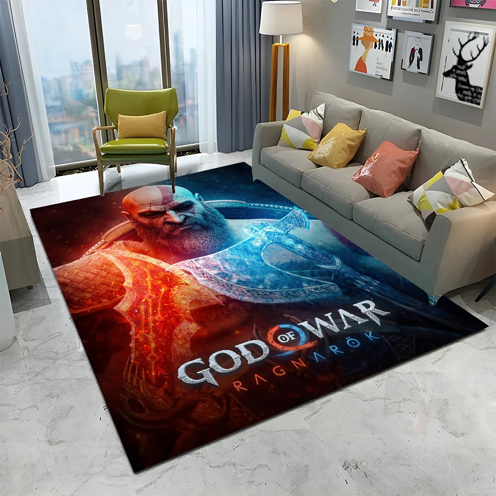 3D God of War Games Gamer Kratos HD Carpet Rug for Home Living Room Bedroom Sofa Doormat Decor,kids Area Rug Non-slip Floor Mat