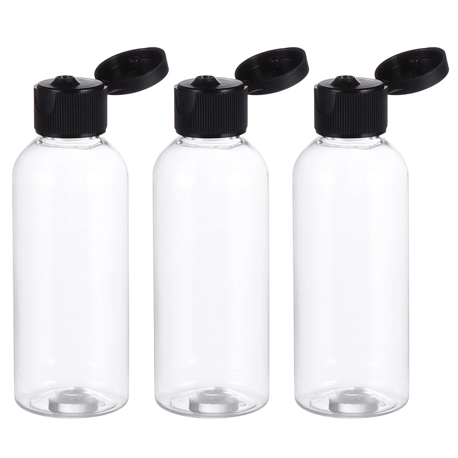 

Mini Pump Bottles Flip Cap Funnel Sub for Shampoo Clear Flip- Black Empty Travel