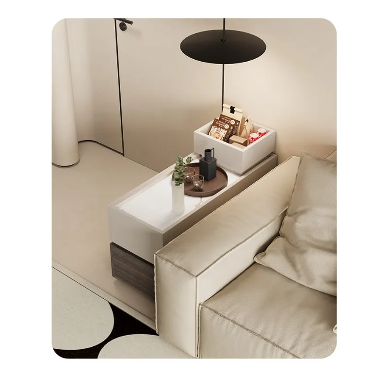 Sofa side cabinet Italian simple living room rock slab rectangular edge combination Suitable for interior decoration