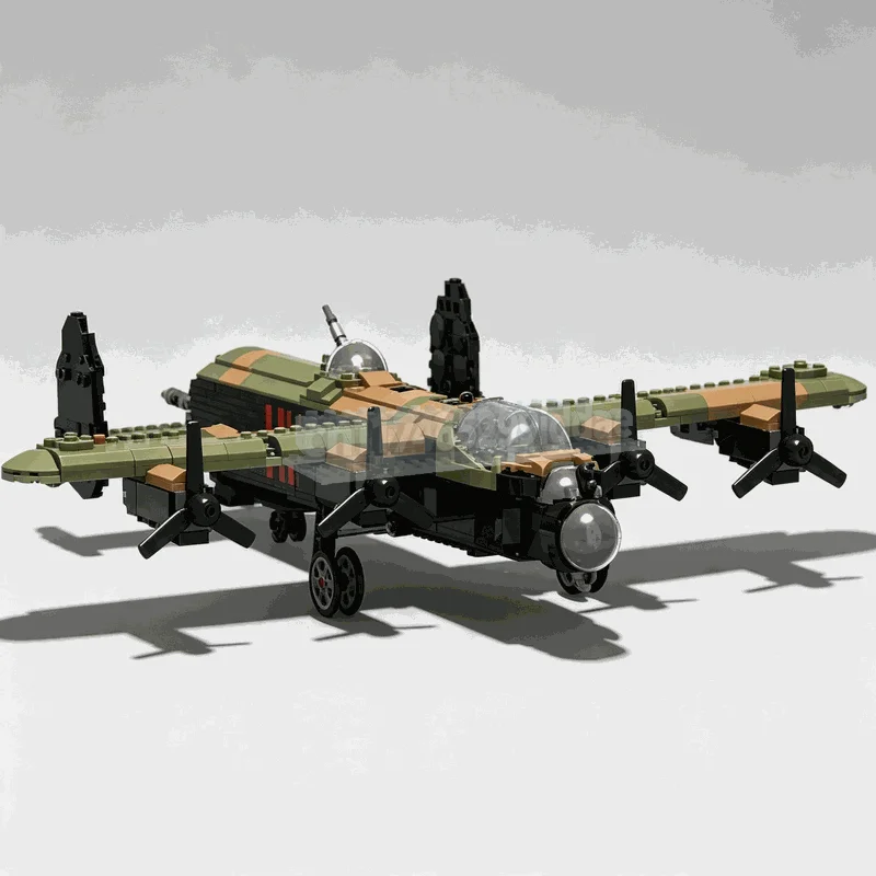 1222PCS Vintage Four Engine Propeller Aircraft Building Blocks Historic Aviation Plane Model DIY Assembly Creative Festival Gift