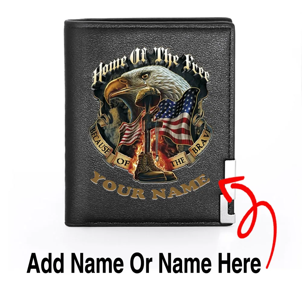 

Personalized Cool American Military Eagle Design Customized Your Name Men's Card Holder Short Wallet