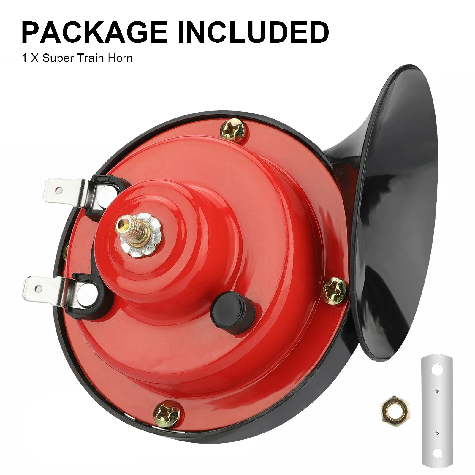 

#999V 300DB 12V Universal Electric Snail Train Horn for Motorcycle Car (Black & Red)