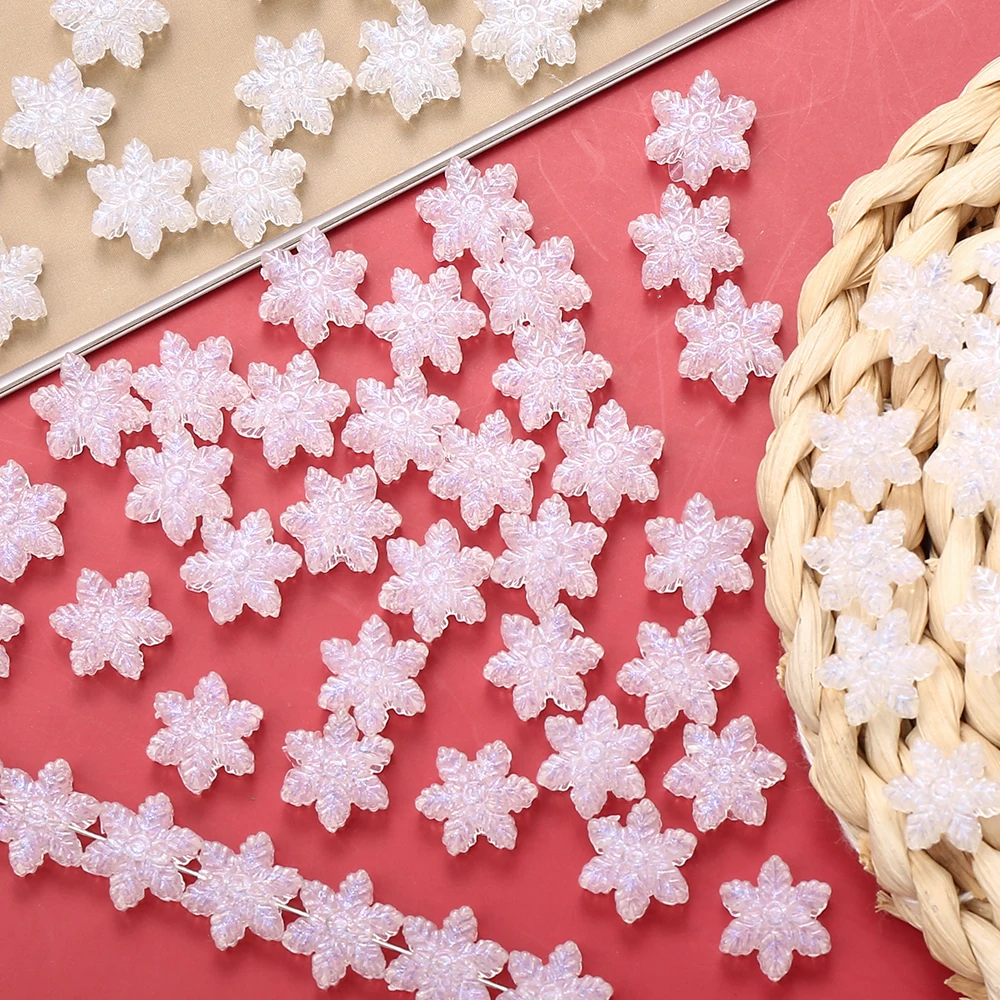 iYOE 50pcs Christmas SnowflakeAcrylic Spacer Beads Winter Style Beads For Jewelry Making Necklace Earring Necklace Accessor