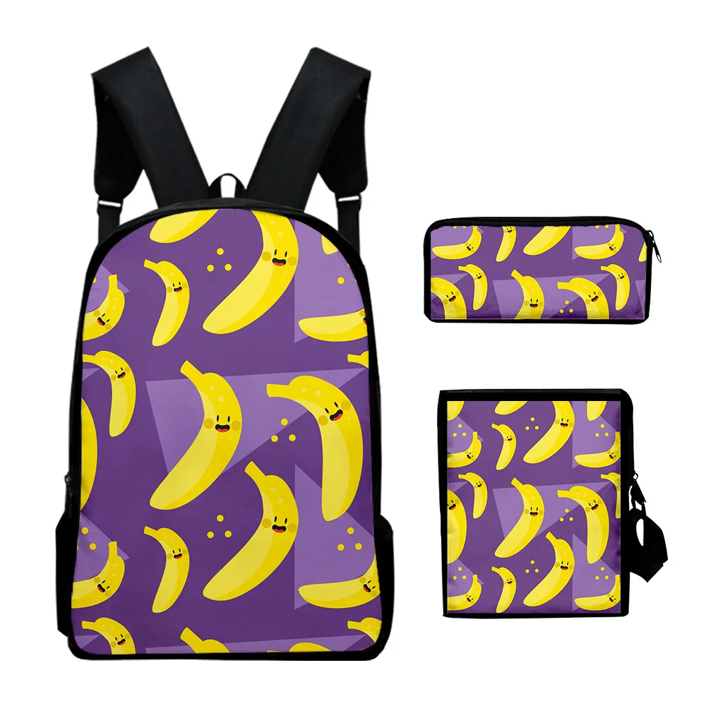 2026 Popular Youthful  fruit 3D Print 3pcs/Set Student Travel bags Laptop Daypack Backpack Shoulder Bag Pencil Case t
