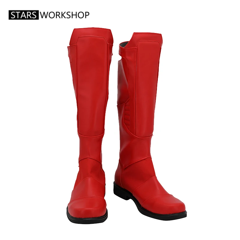 Bottes longues rouges en cuir sur mesure pour fille, chaussures de cosplay, film américain, sourire, Clark Kent, Halloween, Noël