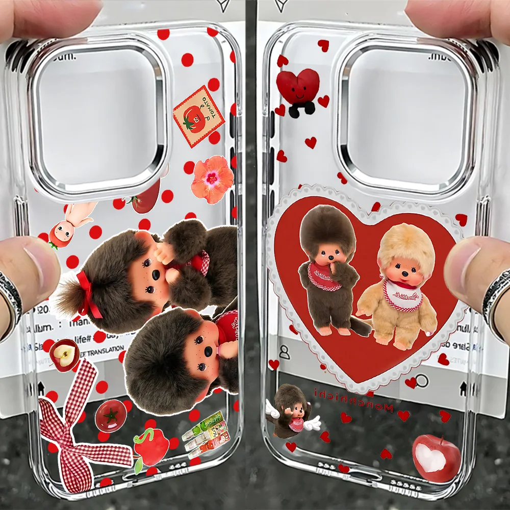 Cute Monchhichis New Ins Phone Case For Samsung Galaxy S25 S24 S23 S22 S21 S20 Note20 FE Ultra Edge Plus 4G 5G Transparent Cover