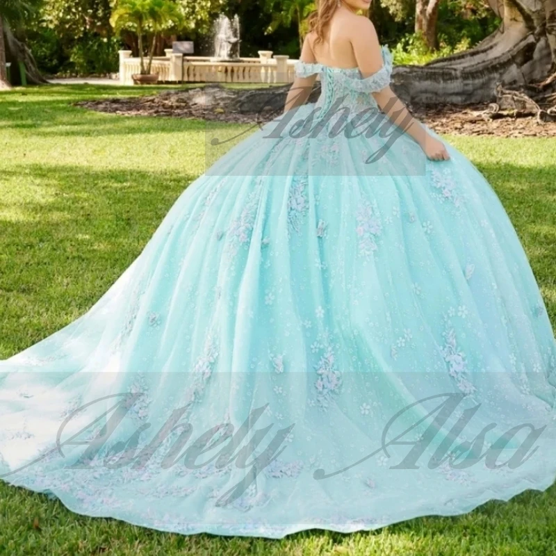 A1045 Elegante 15th Girl Abiti stile Quinceanera Manica ad aletta Applique in pizzo Abito da ballo Prom Festa di compleanno Occasioni speciali Personalizzato