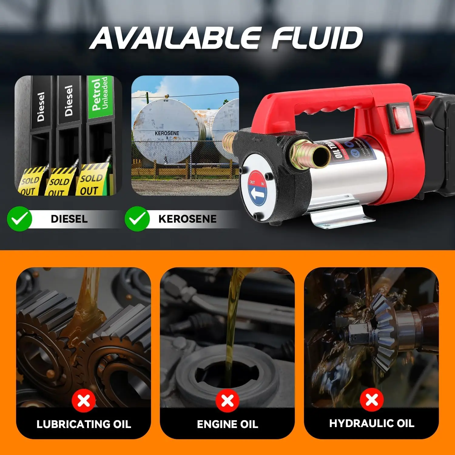 21-V-Kraftstoffübertragungsmotor für Diesel-Kerosin, 1500 mAh Lithium-Batterie, elektrischer Ölbecher, kleine selbstbetankende Ölpumpe – Detail 6