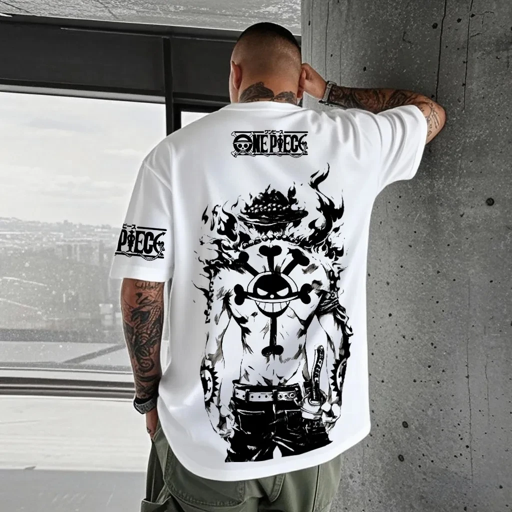 2026 Nueva edición Anime One Piece Print Moda Hombres/Oso de peluche Niñas Camisa de manga corta casual de moda para niños