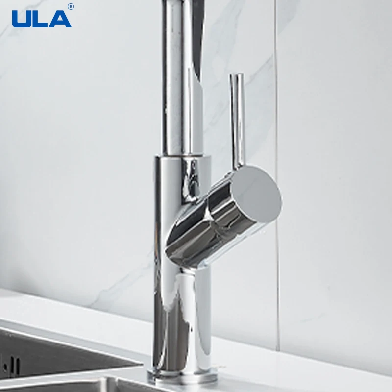 ULA Kitchen Faucet Black Cold And Hot Mixer Water Pulling Spout Faucet Sink Dishwasher Basin Mixing Valve 360 Degree Rotate Tap