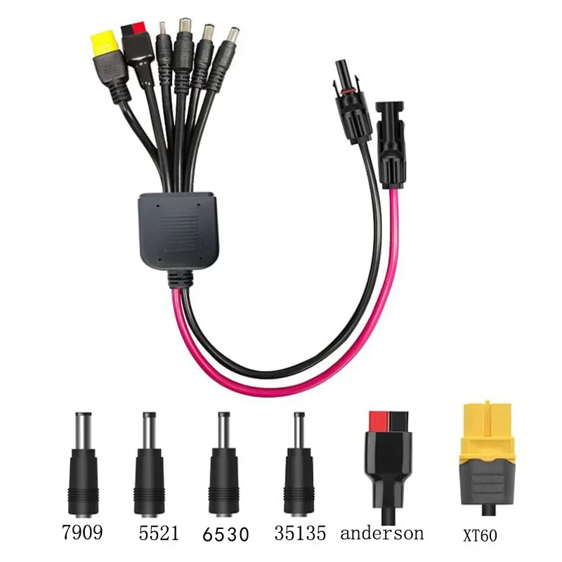 

1m Solar Connector to 7909/5521/6530/XT60/35135 12AWG Power Cord Energy Storage Charging Cable Photovoltaic Cells Solar System