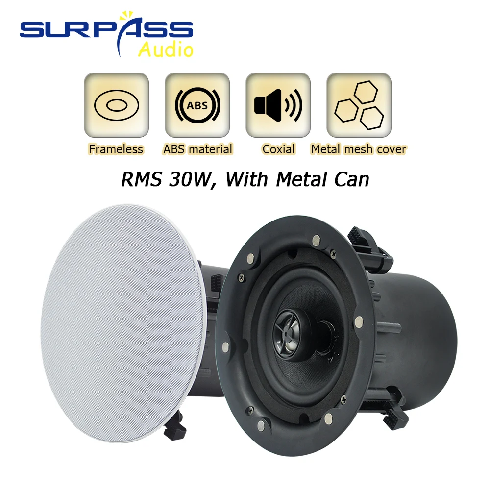 6inch Coaxial Ceiling Speaker 30W Home Theater Broadcast Loudspeaker Public Address System Background Music Indoor Roof Speaker