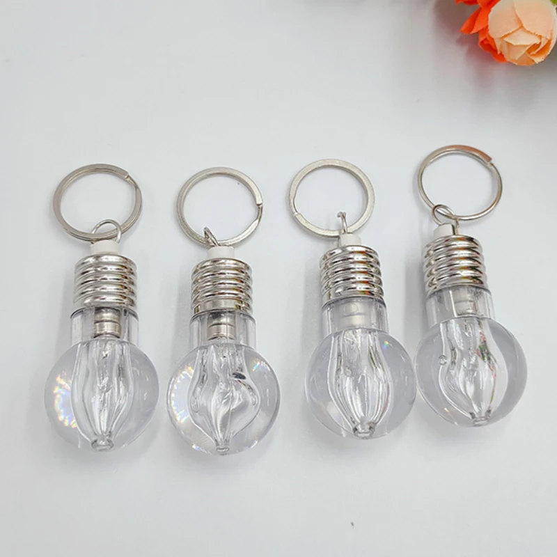 Novelty Lighting Mini LED Light Bulb Keychain Key Ring Illuminate Cartoon Car Key Ring Lamp Pendant Key Fob Christmas Gift