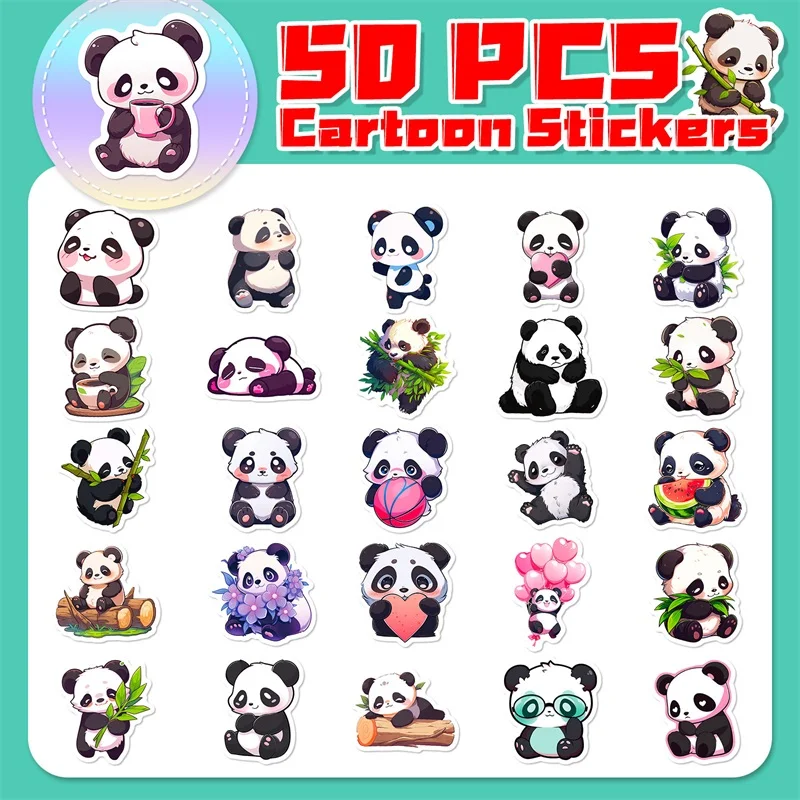 10/30/50PCS Cute Panda PVC Sticker Aesthetic Decoration Scrapbooking Korean Stationery DIY Hand Accounting School Supplies