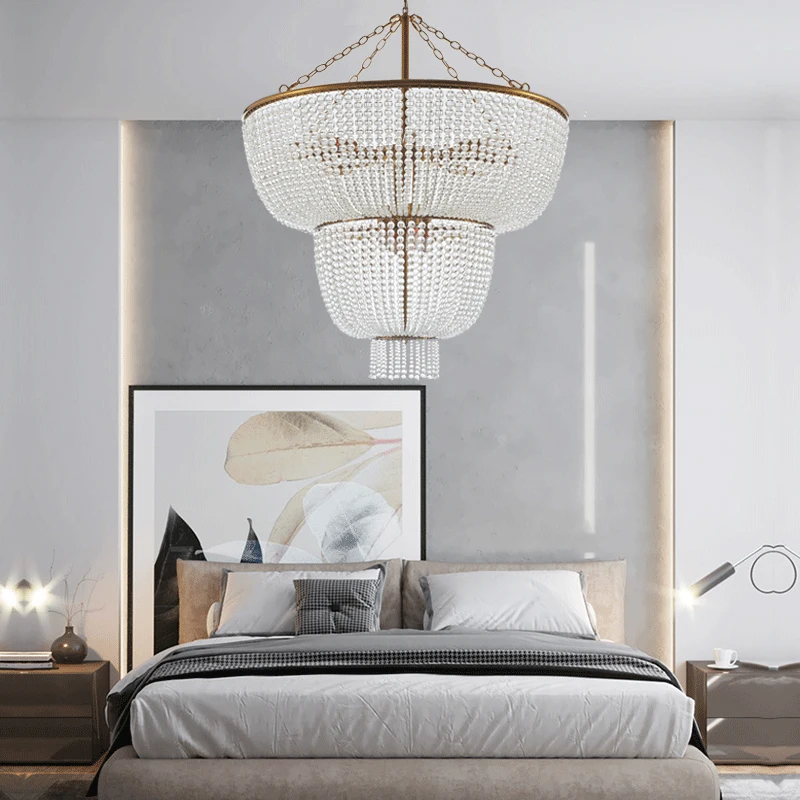 Vintage Loft Rustic Round Wooden Bead Pearl Chandelier E14led Decorative Light Modern Living Room Hotel Kitchen Pendant Lighting