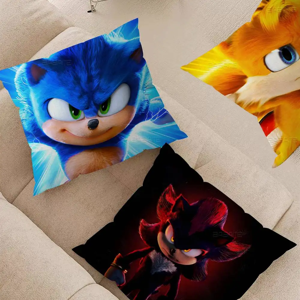 Cartoon Game S-SoNiC-C R-RuMbLe-E Pillow Cushion Cover Pillowcase Living Room Sofa Home Decor Customized