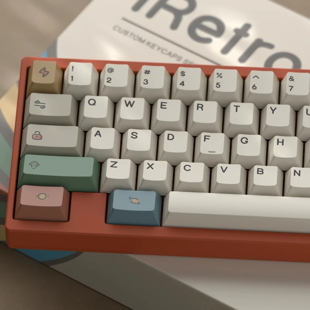IRetro Theme Keycap Set 163key PBT Custom Color Retro Keyboard Cap Cherry Profile KeyCap for Mechanical Keyboard Accessories