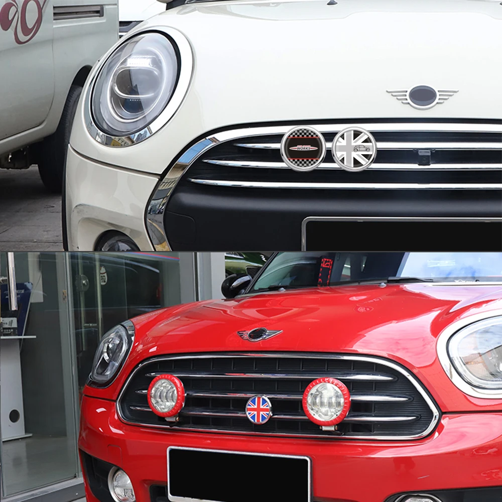 Car Front Grill Badge Cover Emblem 3D Stickers For Mini Cooper F54 F55 F56 F60 R55 R56 R60 R50 R52 Car Accessories Decorative