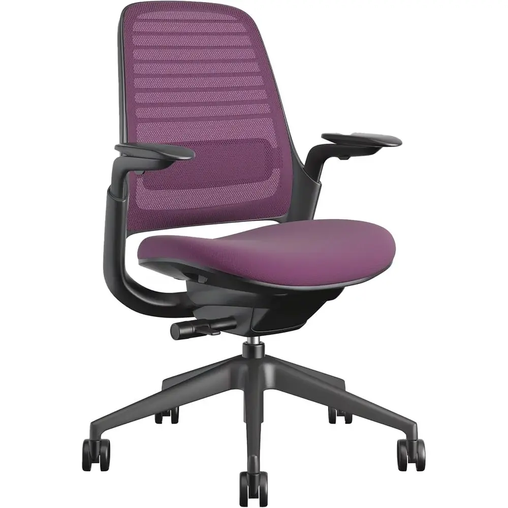 

Ergonomic Office Chair with Wheels for Enhanced Productivity - Supportive Backrest, Adjustable Armrests, Easy Assembly
