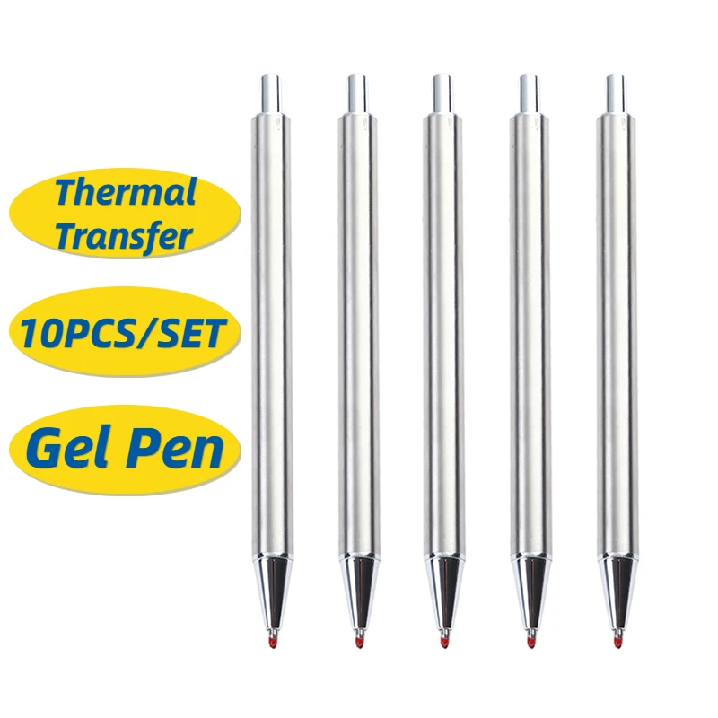 

10pcs Heat Transfer Metal Pressed Neutral Pen Hot Sublimation Business Signature Fountain Pen Stationery Gel Pens for Writting