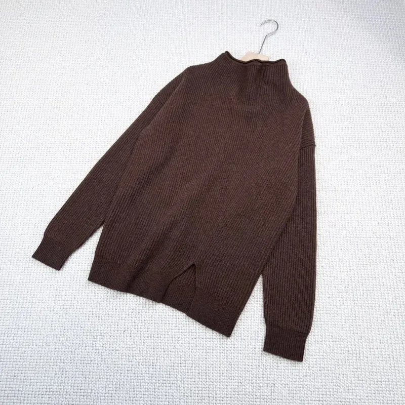 100% Cashmere Jersey Dropped Shoulders Loose Fit Pullover Women Sweater
