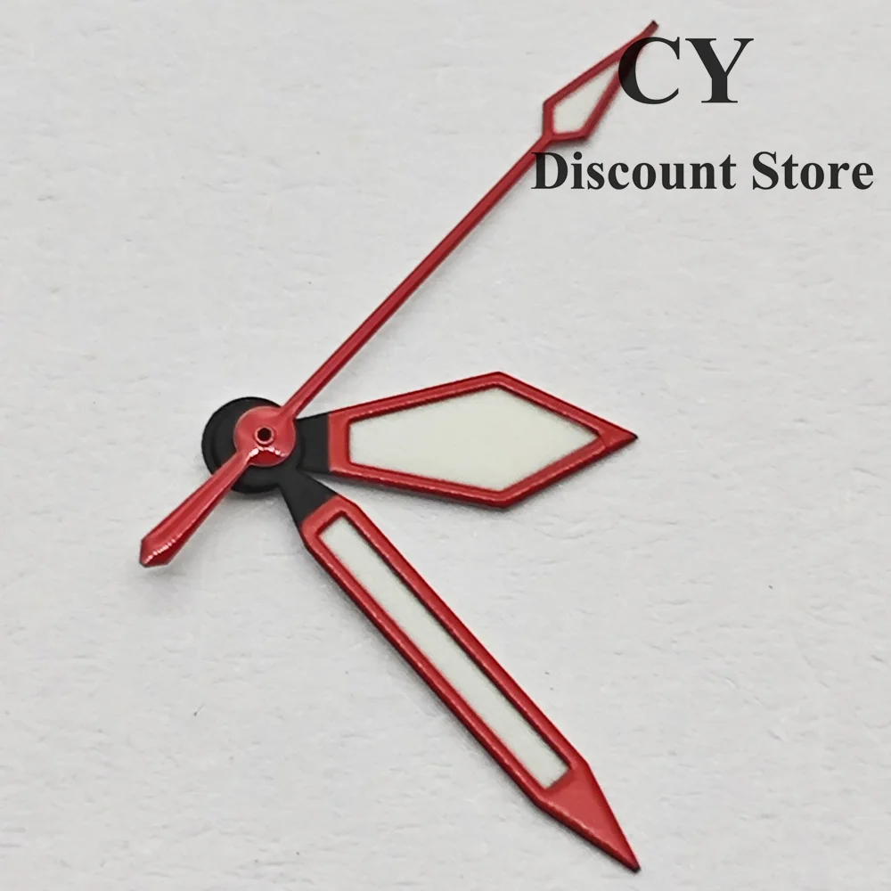 RICHUS NH35 Watch Hands 8mmX12mmX12.5mm Black-Red Watch Hand Green Luminous  Fit NH35 NH36 NH38 Movement Watch Accessories Parts