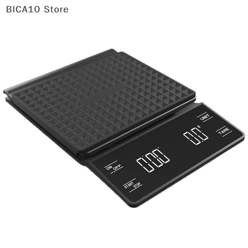 Balança de café digital expresso USB com tela LED com temporizador, 0,1g de alta precisão de pesagem até 3kg, perfeita para uso em cozinha