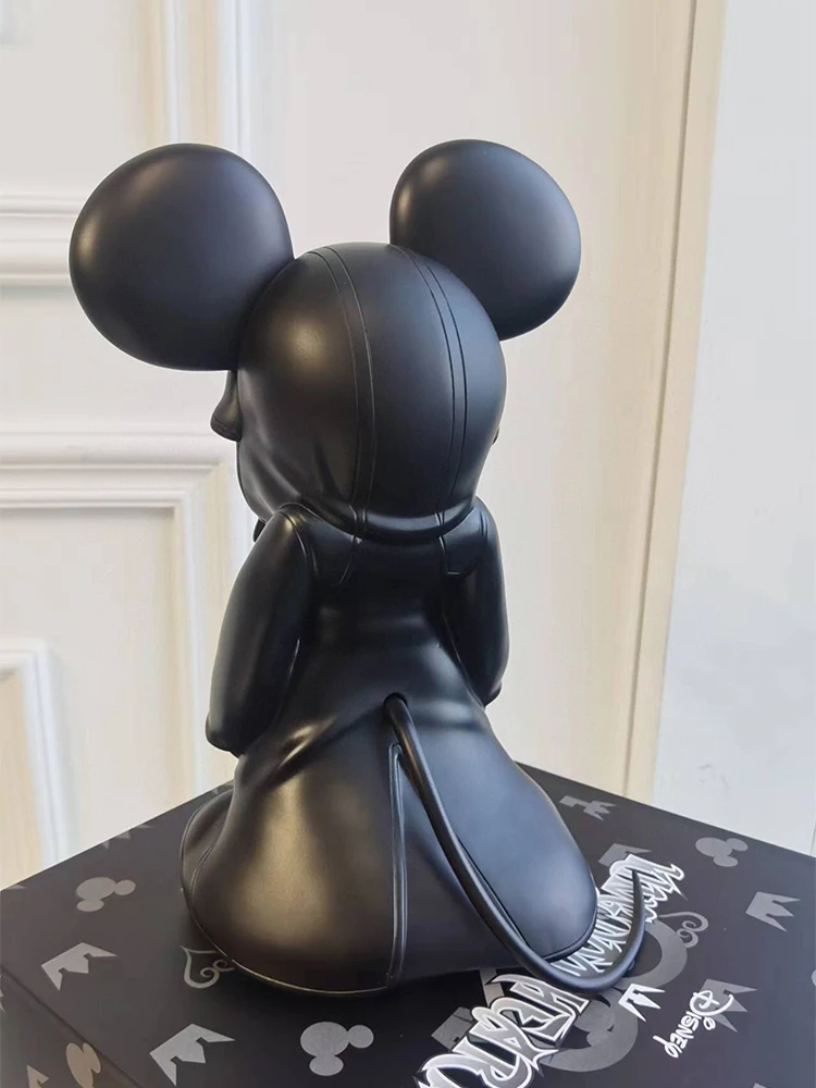 30CM Disney Koning Mickey Mouse Anime Figuur Standbeeld Hars Model Home Decor Tafelornamenten Ambachten Dierenbeeldje Collectie Geschenken