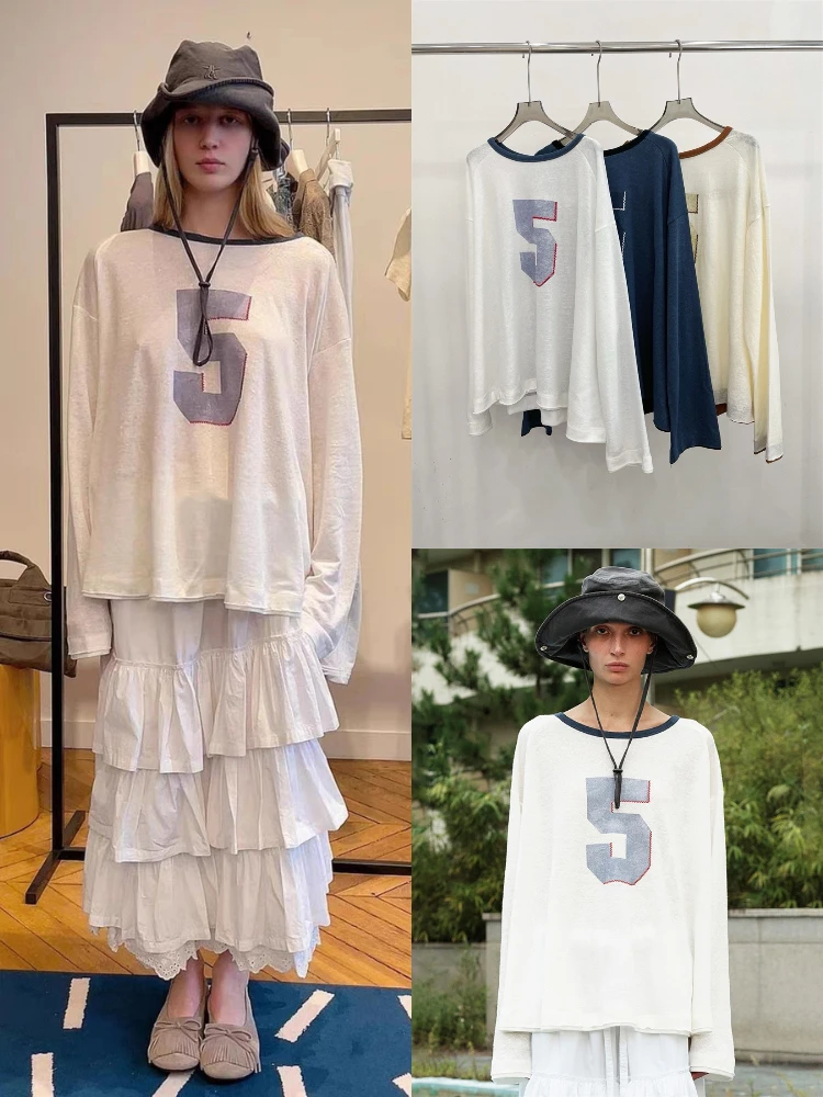 

Loose Women's Long Sve T-irt Digital Print Casual Sle Color Blo Ne Cover Sun Protection Sweat ng