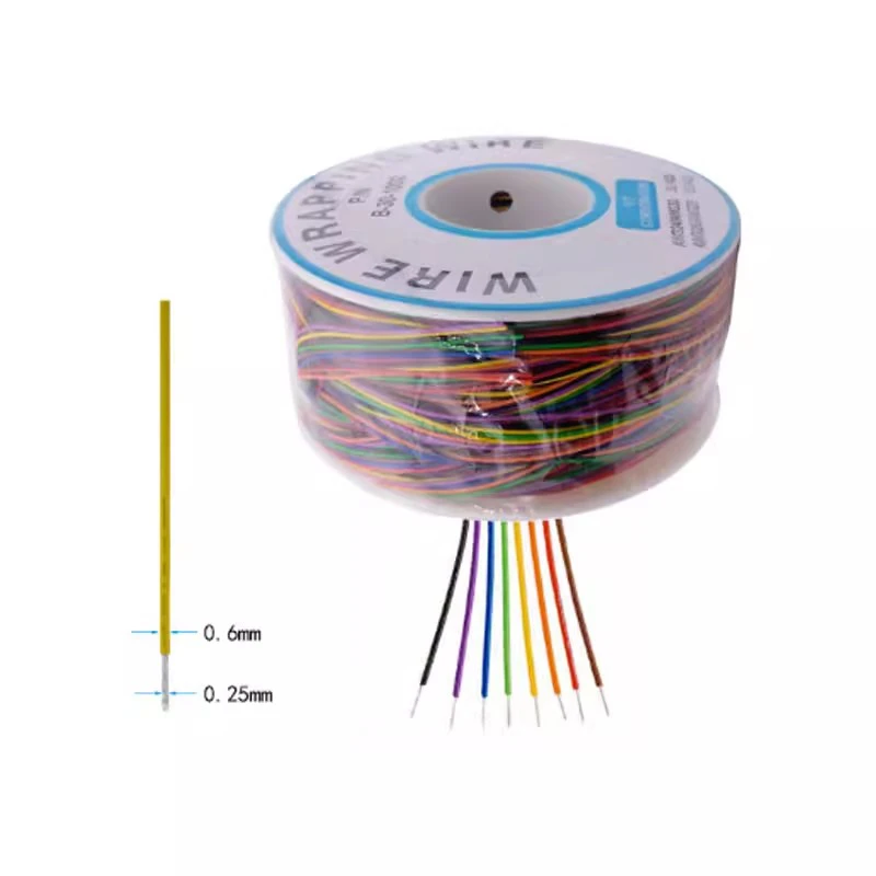 8 Colors 30AWG Wire Wrapping Wire B-30-1000 UL1423 0.25mm Tinned Copper Solid PVC insulation Cable Jumper Insulation 250m