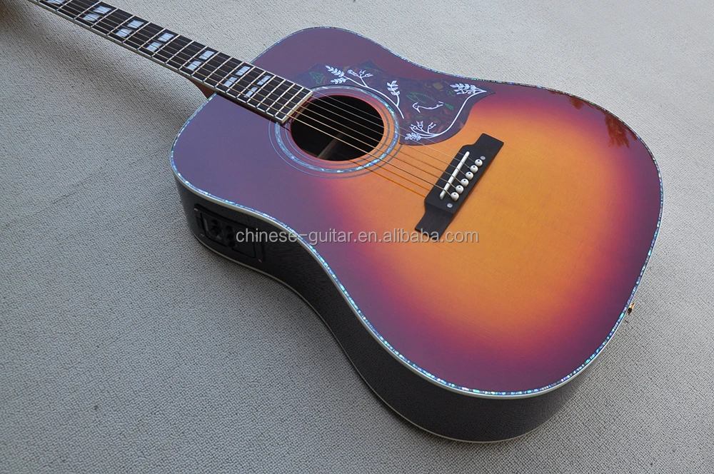 Flyoung Cherry Sunburst 41 Inch Acoustic Guitar Top Solid Classical Guitar Stringed Instruments with Pickup