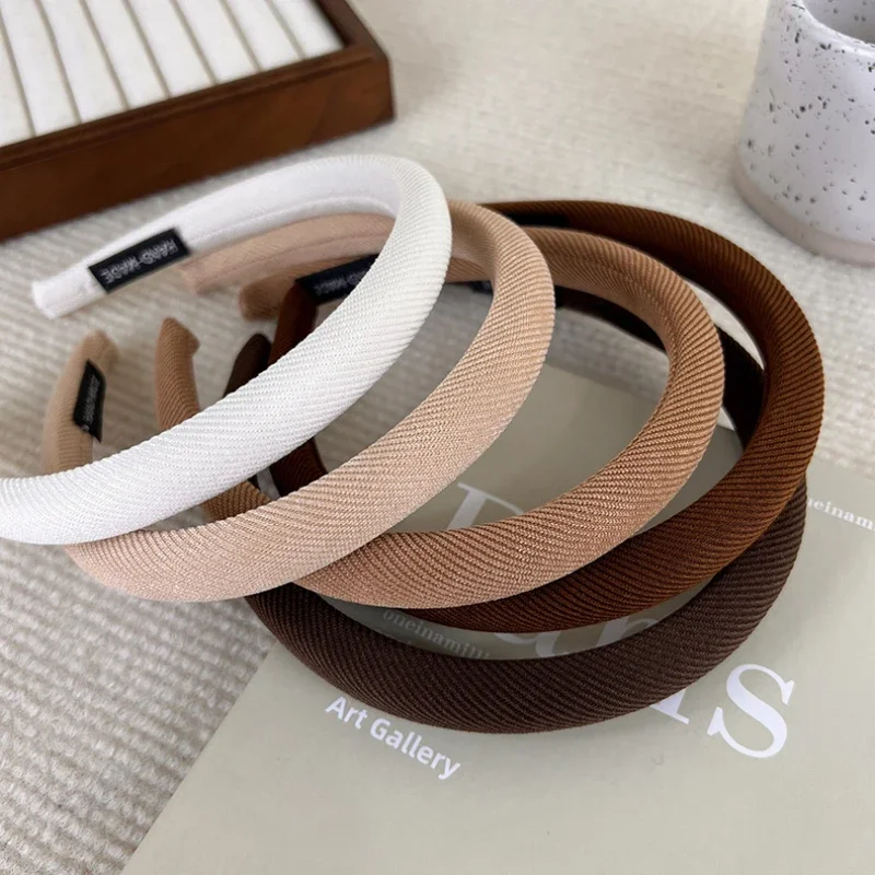 Retro Coffee-Colored Pinstriped Headbands Sponge Hair Band for Womans Girl Elegant Hair Hoop Lady Fashion Hair Accessories New