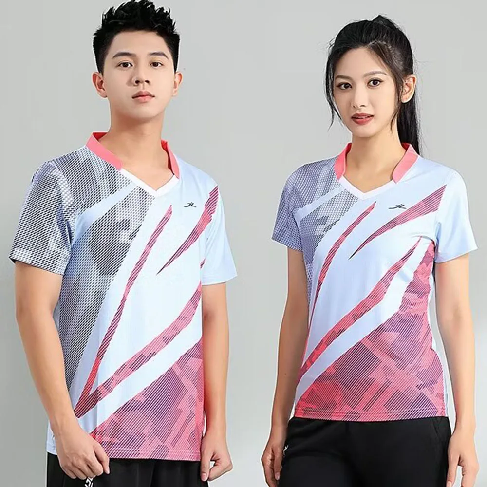 

Quick Dry Badminton T-shirt for Men Women Match Training Sportswear 2024 New Style Print Tennis Ping Pong Table Tennis Uniform