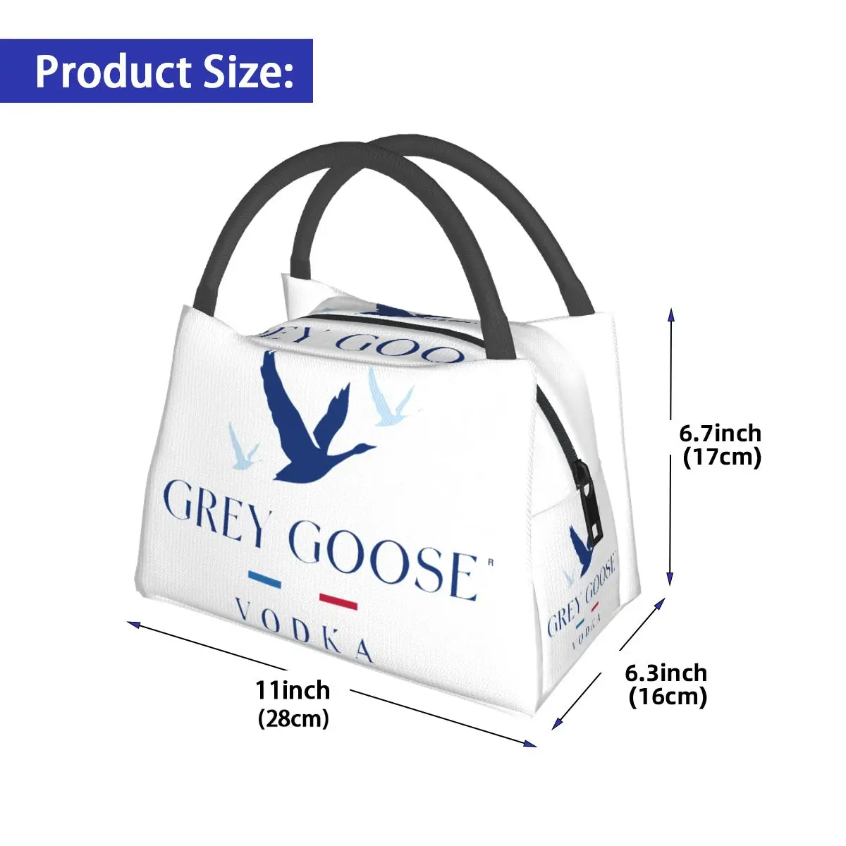 Grey Goose Vodka Insulated Lunch Bag for Women Bento Storage Food Boxes Portable Container Cooler Thermal Lunch Box Tote