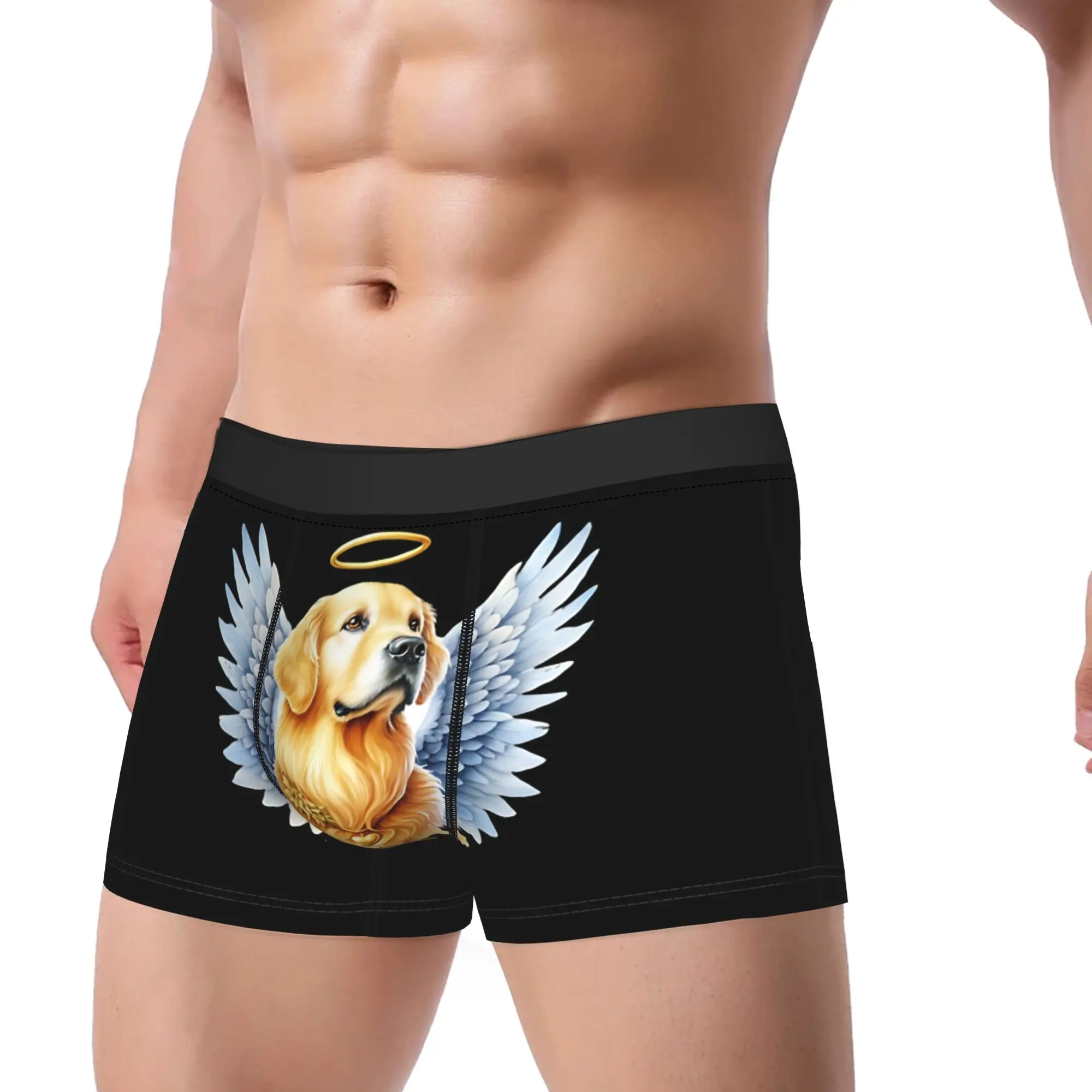 Golden Retriever Angel Trunk  3D Pouch Underwear Quality Customs Boxer Brief Novelty Men Underpants Big Size