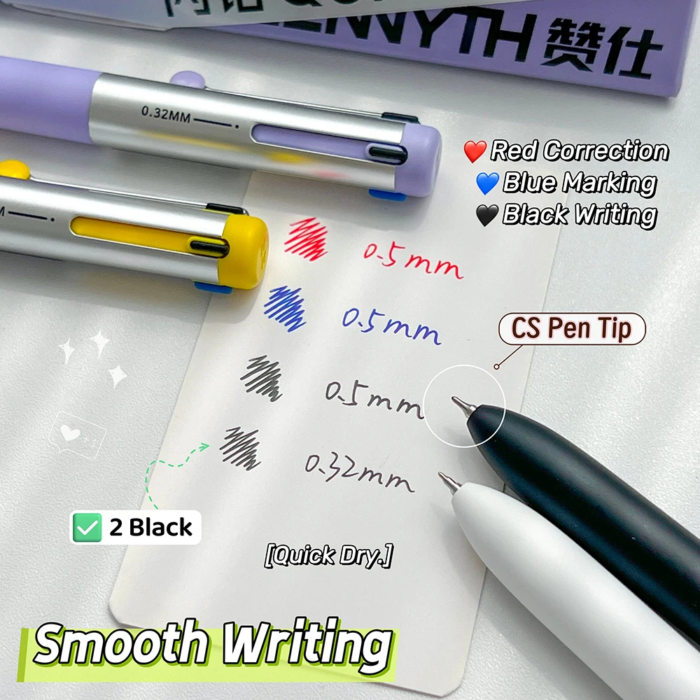 1Pc 3 Color Gel Pen 0.5mm Simple Quick-Drying Pen Portable Black Red Blue Writing Pen Study & Office Dedicated