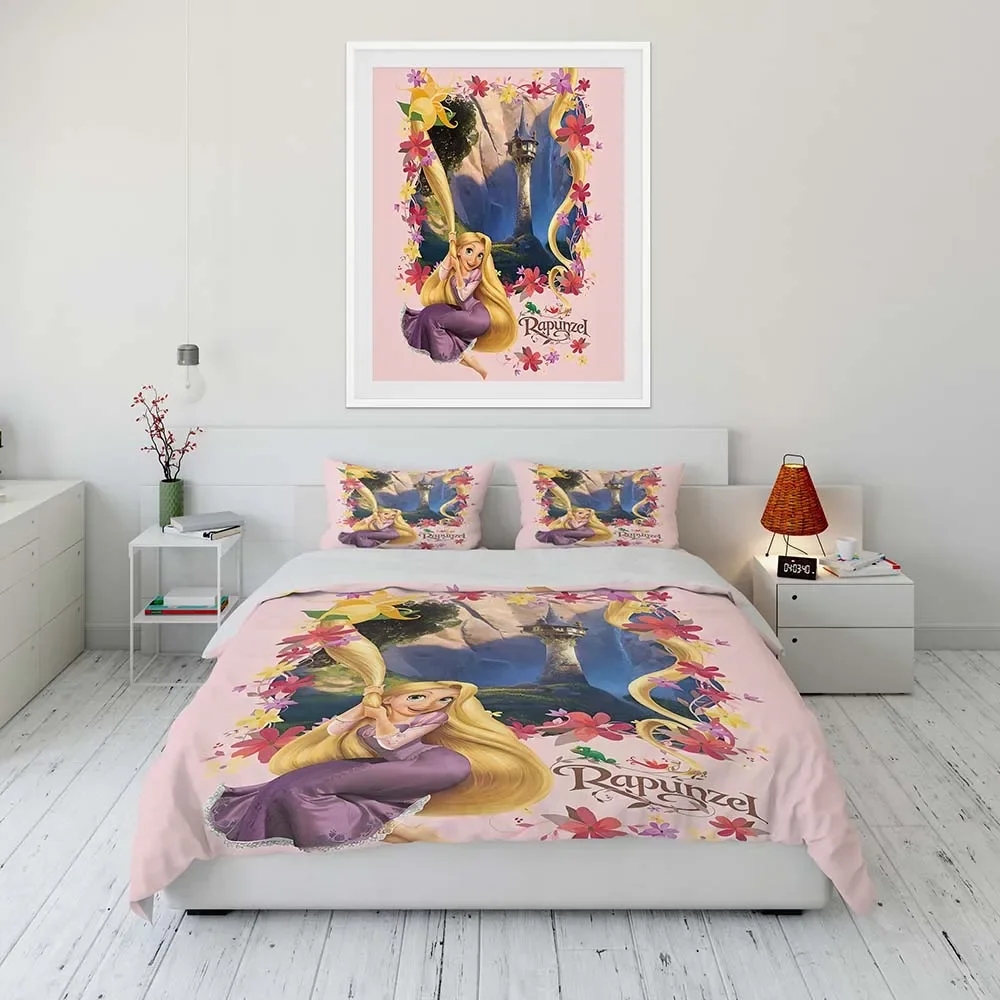 Imagem -05 - Disney Tangled Rapunzel Bedding Grupo Princesa Cartoon Duvet Cover Anime Consolador Capa para Decoração do Quarto Kpop