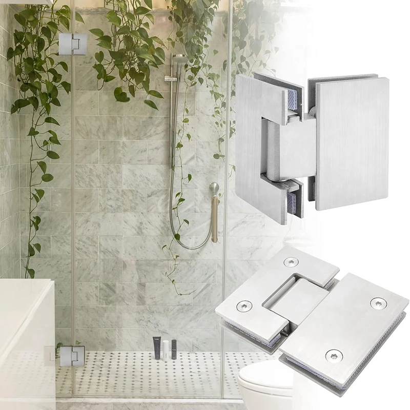 2Piece 180 Degree Shower Door Hinges Frameless Glass Shower Door Hinges Heavy Duty 304 Stainless Steel