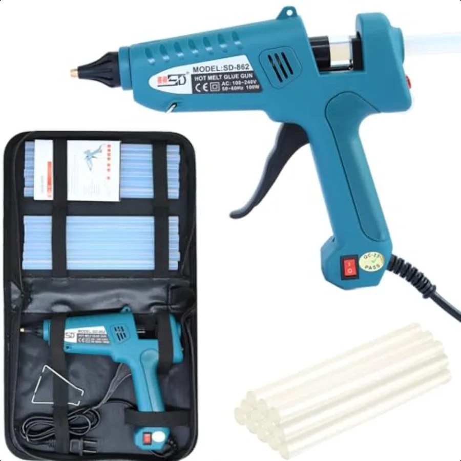 

Hot Glue Gun Set 100W Profional Melt Glue Gun kit Full Size Anti Scalding Design Heavy Duty with 12 Pcs Premium Glue Sticks and