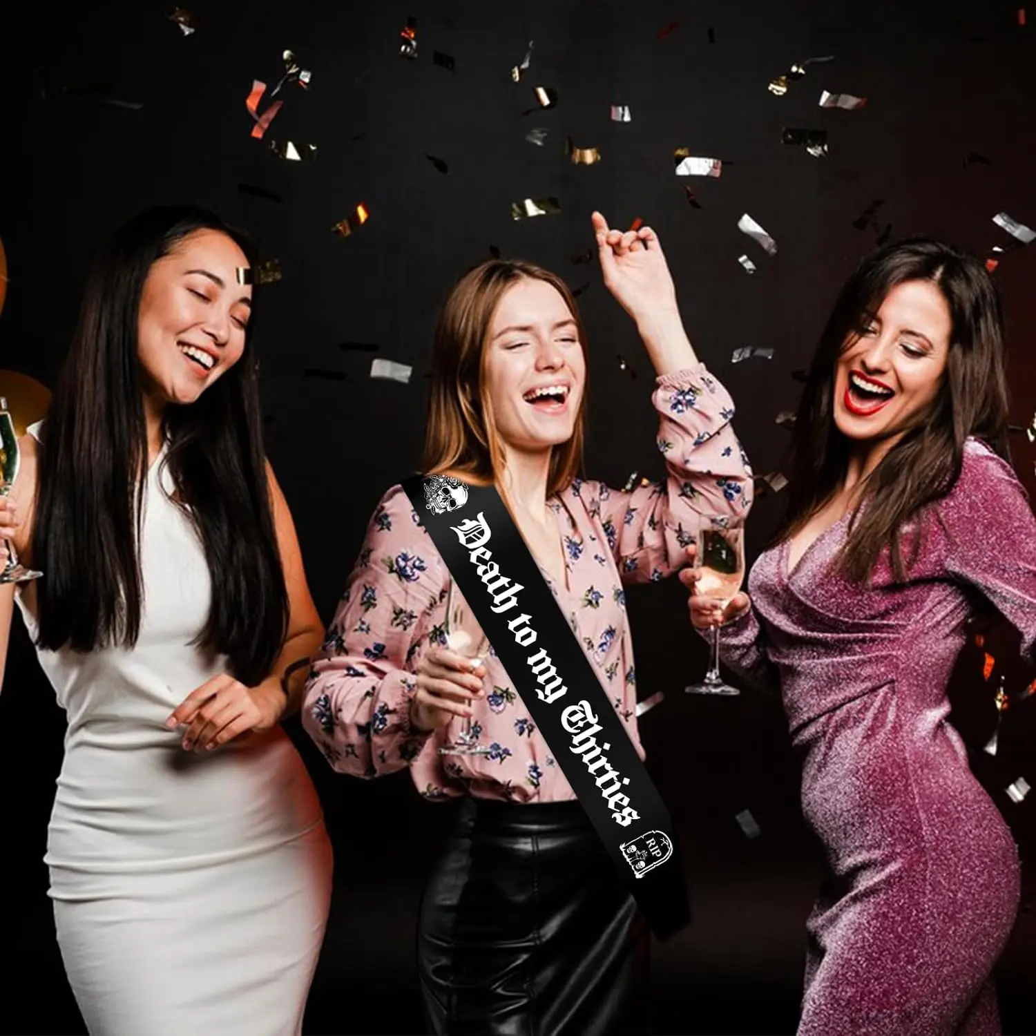 وشاح Death to My Thirties، Rip to My 30s زينة عيد الميلاد، جنازة سوداء لمستلزمات حفلات أعياد الميلاد الأربعين لشبابي #3