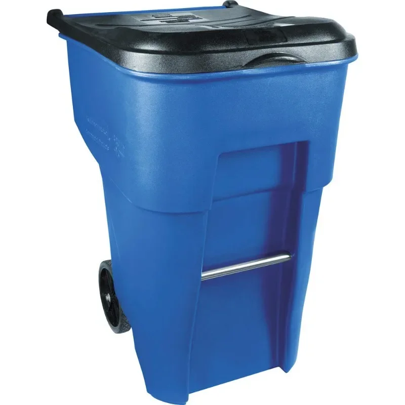 Commercial Products BRUTE Rollout Trash/Garbage Can/Bin with Wheels, 95 Gal, Blue, for Restaurants/Hospitals