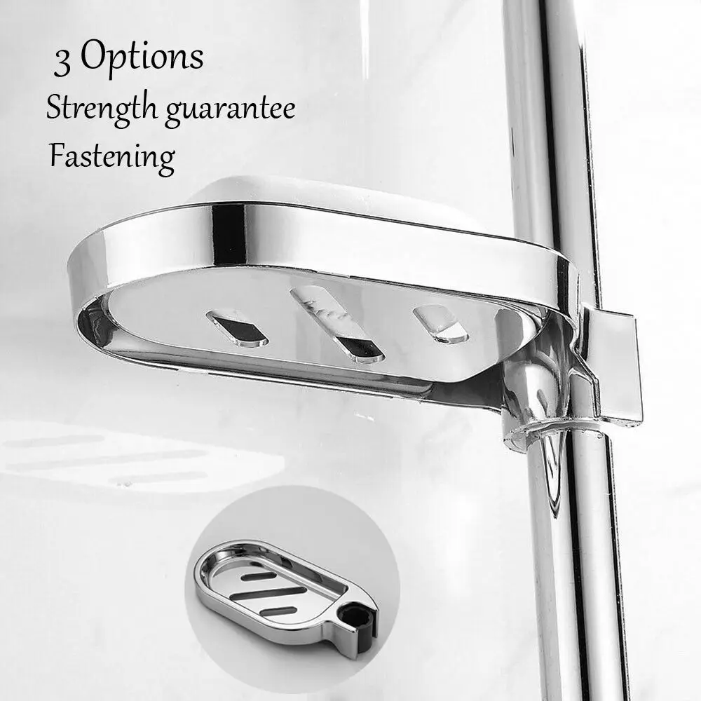 Bathroom Home Silver Plates Soap Dishes Adjustable Rail Slide Soap Holder