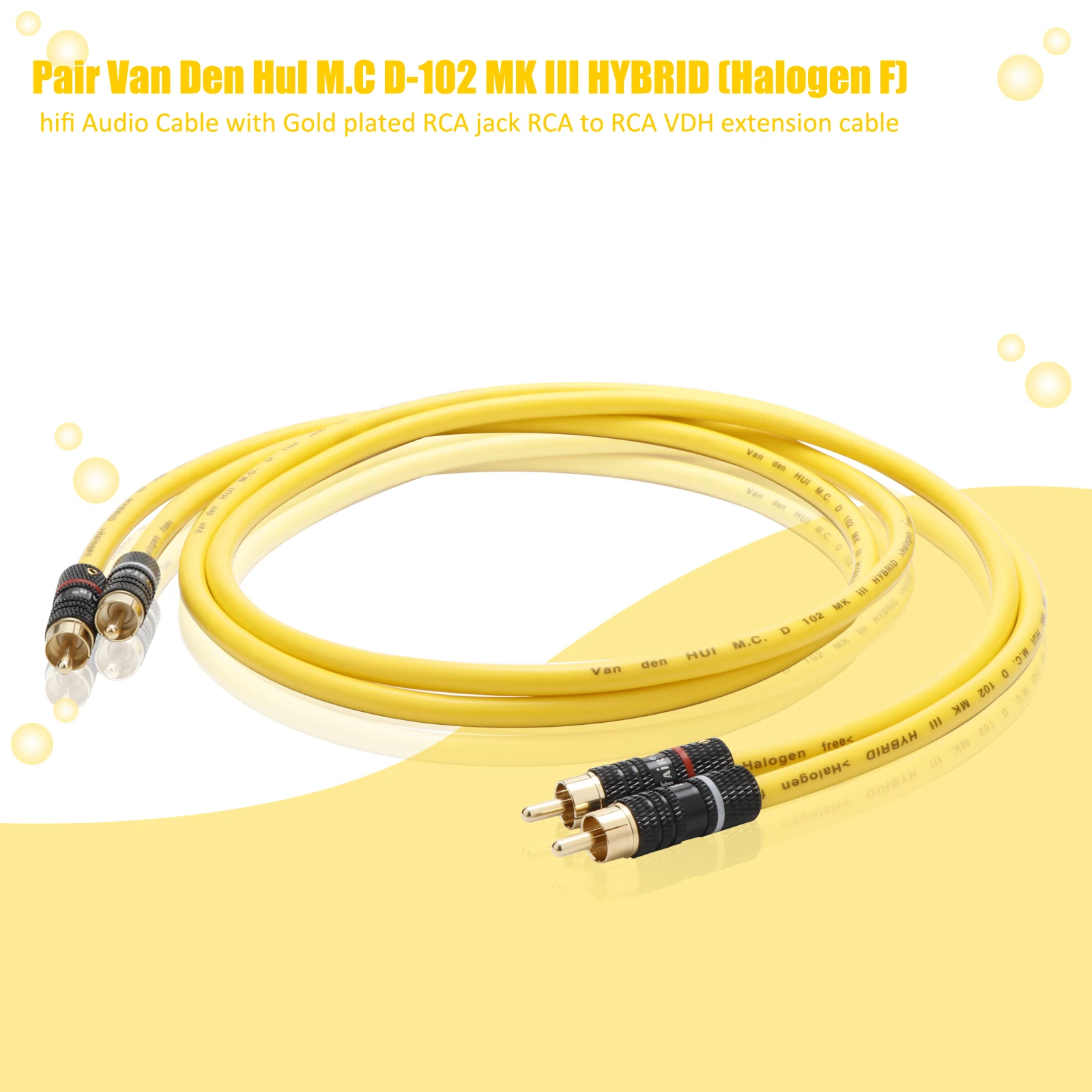 

Pair Brand new Hifi AudioVan den Hul D 102 MK lll RCA Cable Stereo with Gold Plated RCA Plug